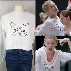 ASO Taylor Swift Cat White Sweatshirt Size M Shake It Off Video Screen Accurate
